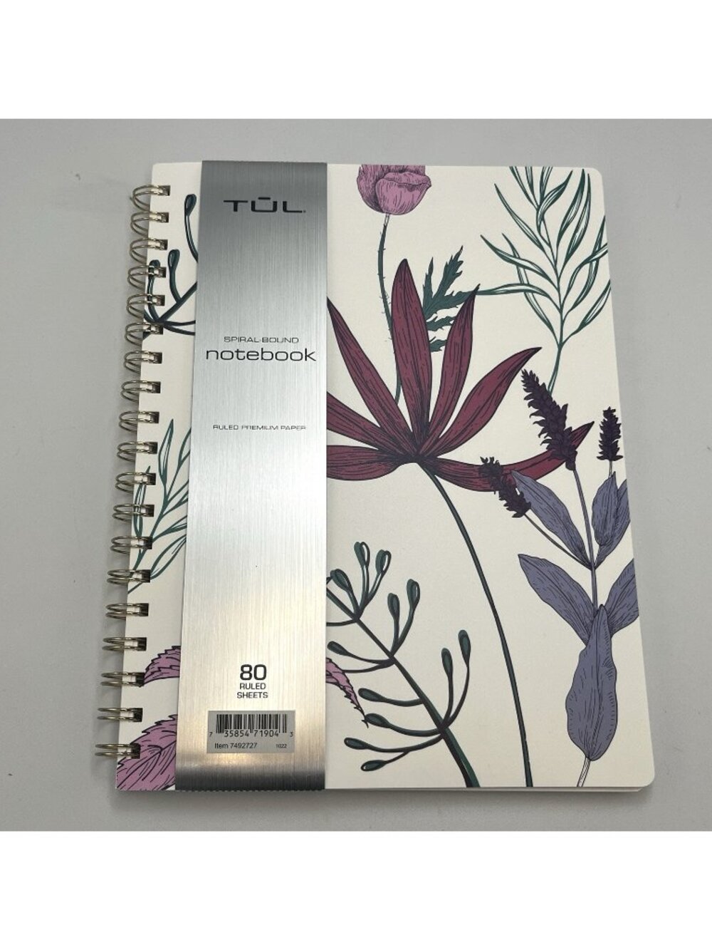 TUL Spiral Bound Notebook Floral Cover Ruled Premium Paper 80 Sheets Journal